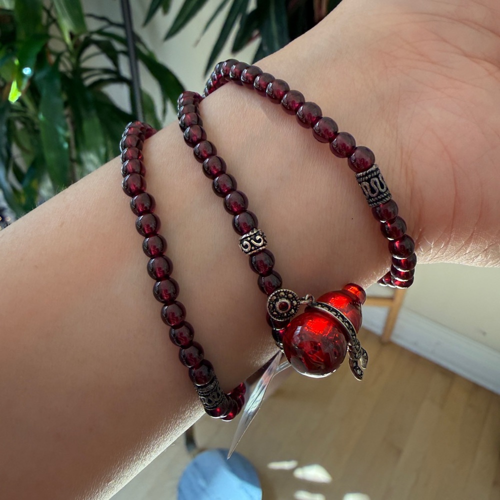 Garnet Wrap Bracelet with Hu Lu Charm